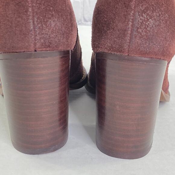 Splendid Lakota Suede Ankle Bootie Boots Wine 5.5 Block Heel Fall Chic Style - Picture 12 of 13